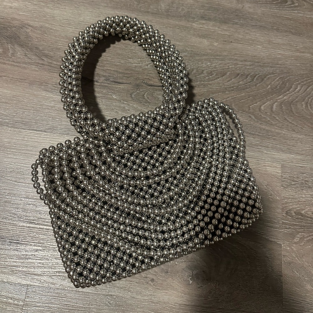 Silver beaded bag